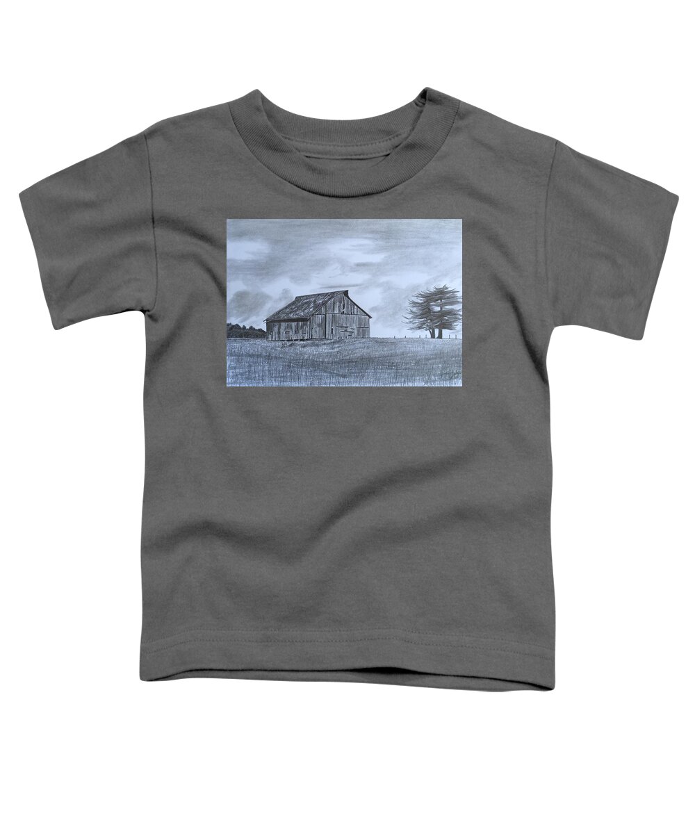 Barn Toddler T-Shirt featuring the drawing Solitude by Tony Clark