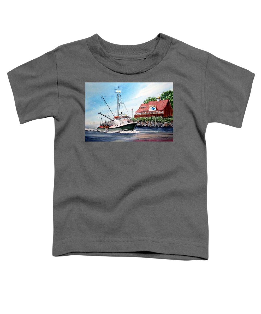 Boat Toddler T-Shirt featuring the painting Something's Fishy by Joseph Burger