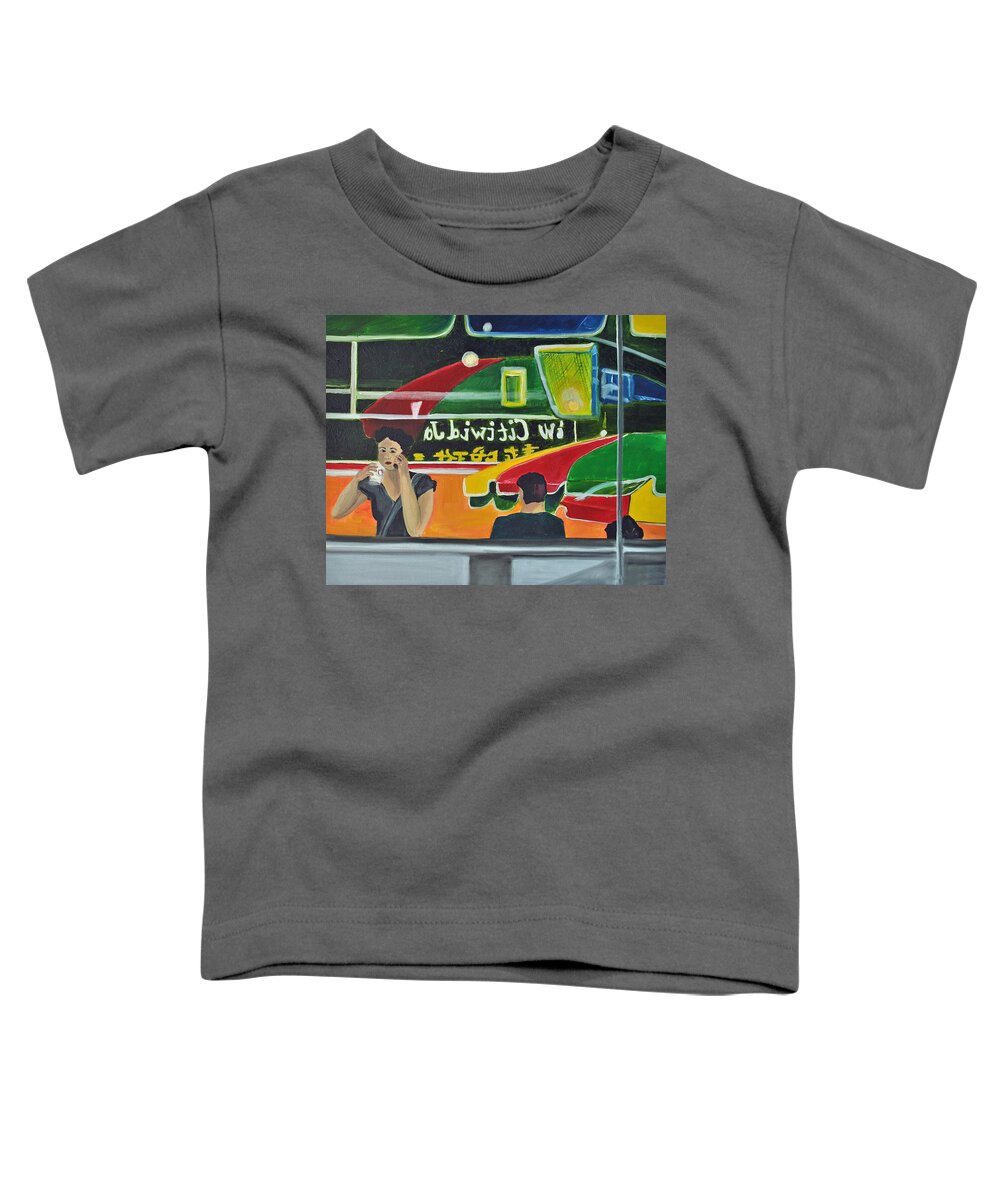  City Scenes Toddler T-Shirt featuring the painting Soup for One by Patricia Arroyo