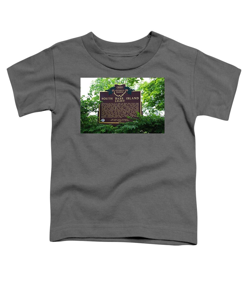 Historical Toddler T-Shirt featuring the photograph South Bass Island Light Historical Marker by Michiale Schneider