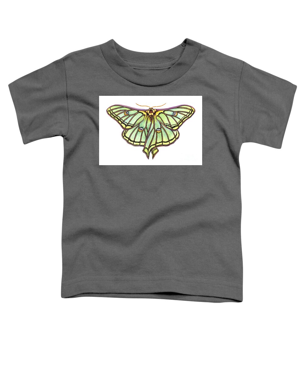 Spanish Moon Moth Toddler T-Shirt featuring the painting Spanish Moon Moth by Lucy Arnold