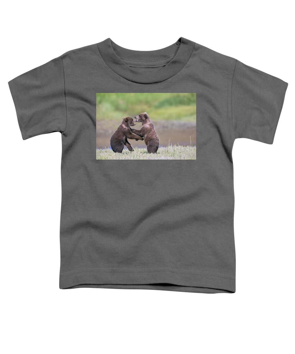 Brown Bears Toddler T-Shirt featuring the photograph Sparring Cubs by Mark Harrington