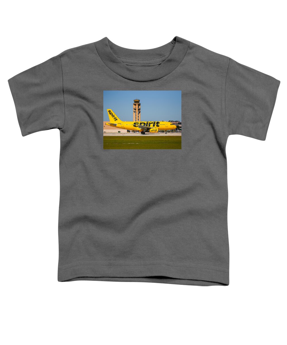 Airplane Toddler T-Shirt featuring the photograph Spirit Airline by Dart Humeston