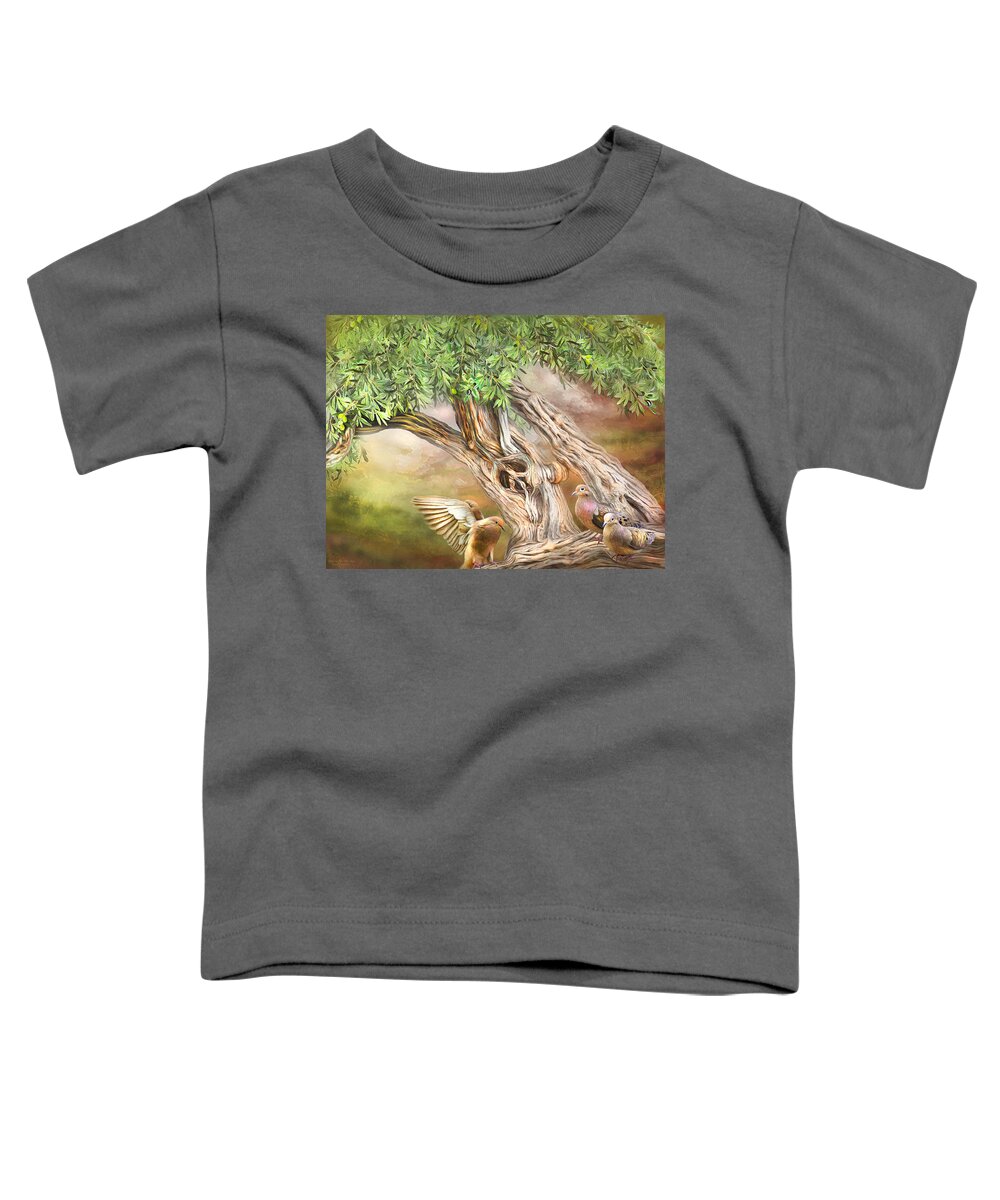 Carol Cavalaris Toddler T-Shirt featuring the mixed media Spirit In The Olive Tree by Carol Cavalaris