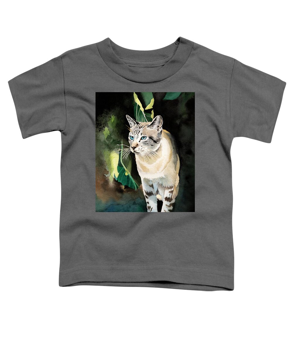 Cat Toddler T-Shirt featuring the painting Spirit of the Woods by Louise Howarth