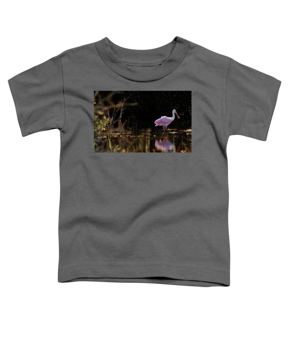 Bird Toddler T-Shirt featuring the photograph Spoonbill fishing for supper by Norman Peay