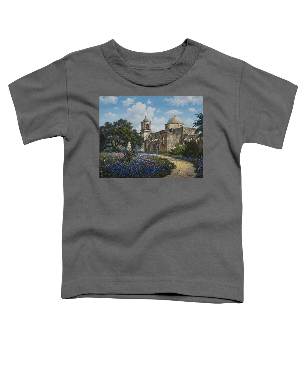 Texas Mission Toddler T-Shirt featuring the painting Spring at San Jose by Kyle Wood
