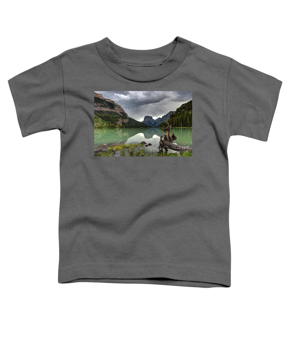 Wyoming Toddler T-Shirt featuring the photograph Squaretop Mountain Reflected in Upper Green River Lake during Thunderstorm by Gary Whitton