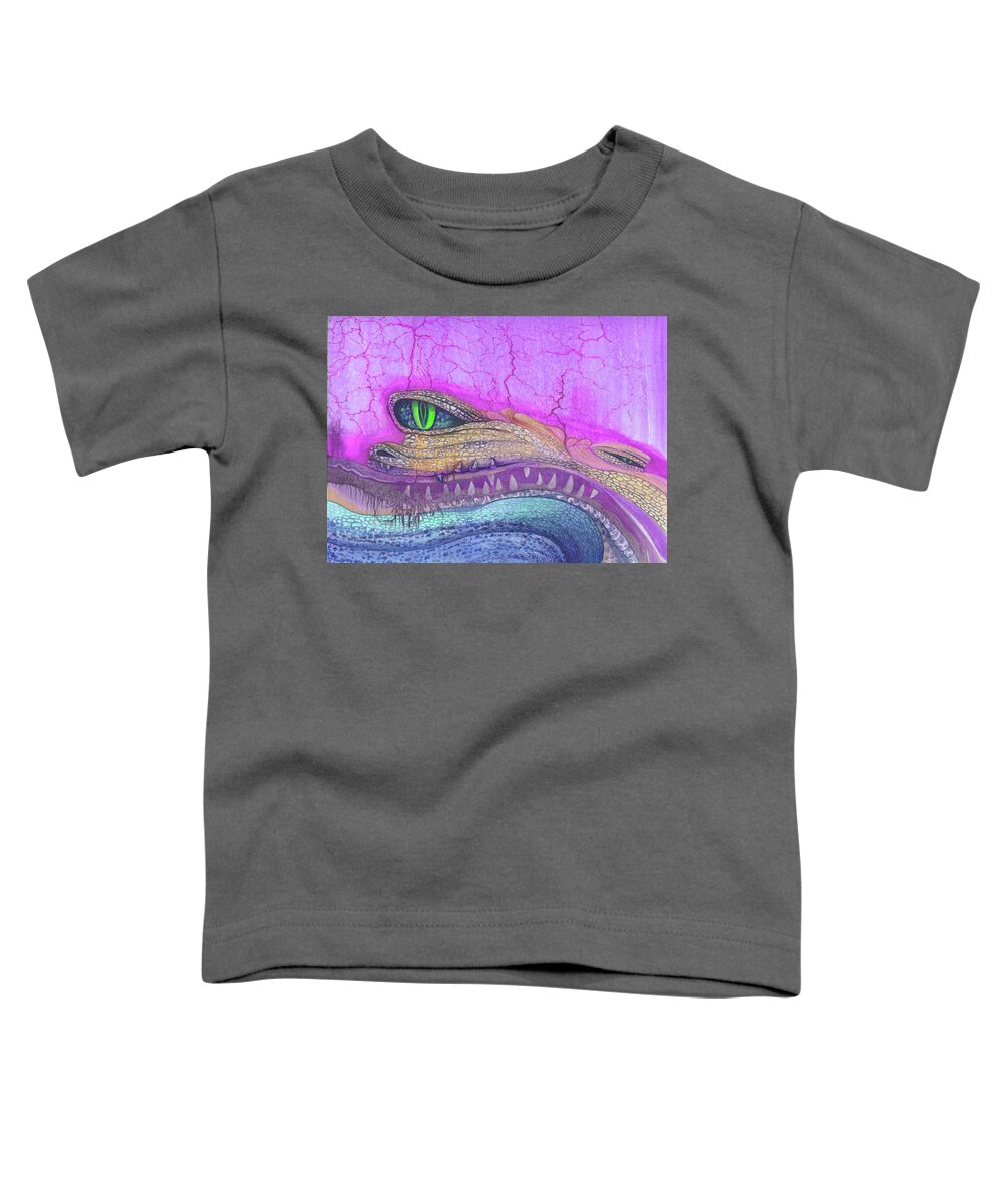 Adria Trail Toddler T-Shirt featuring the painting Squashed Turtle aka Aggravation by Adria Trail