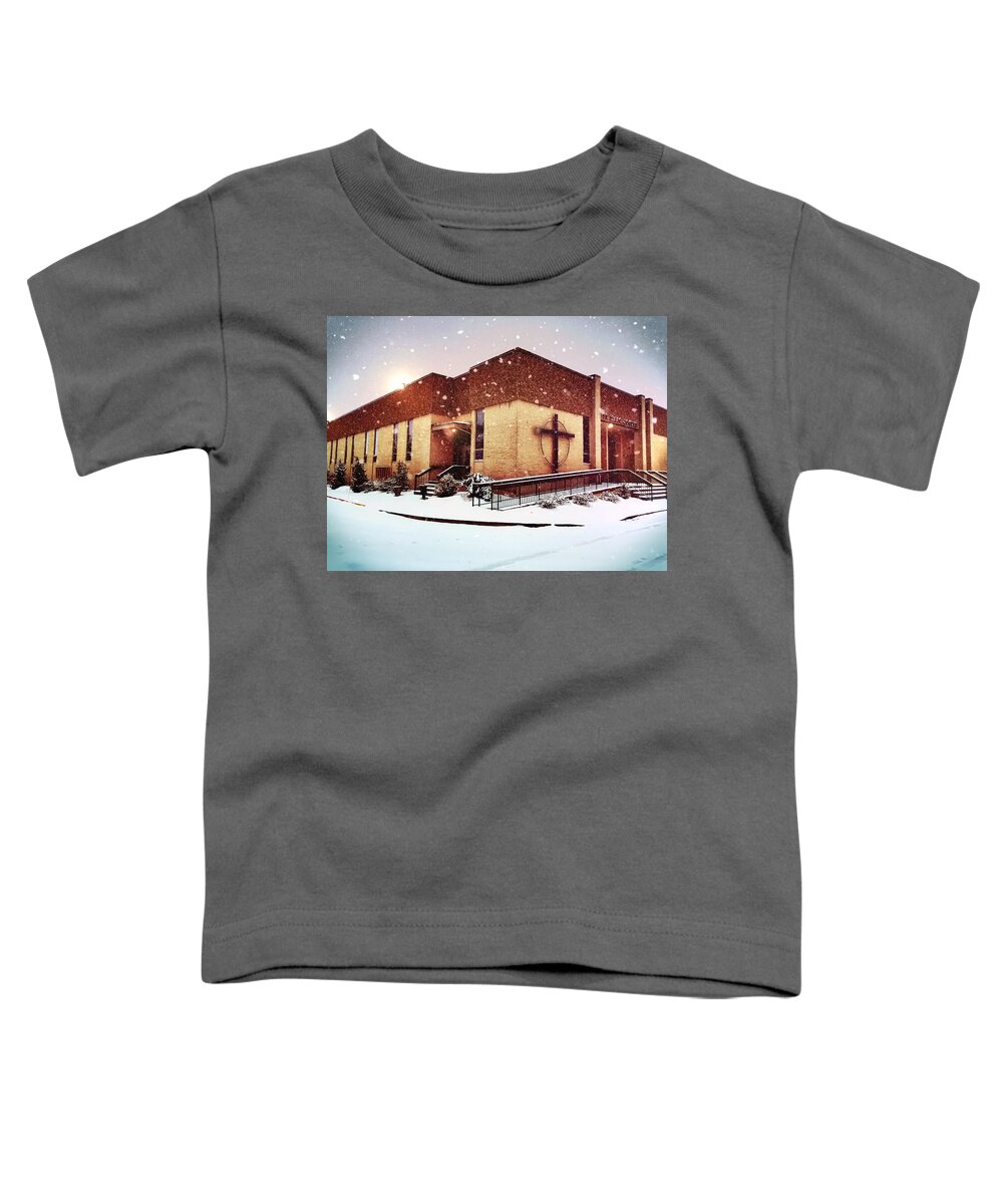 Church Toddler T-Shirt featuring the photograph St. Isaac Jogues in the Snow by Chris Montcalmo