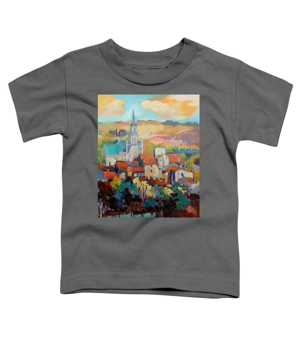  Toddler T-Shirt featuring the painting St loup sur Thoeut river by Kim PARDON