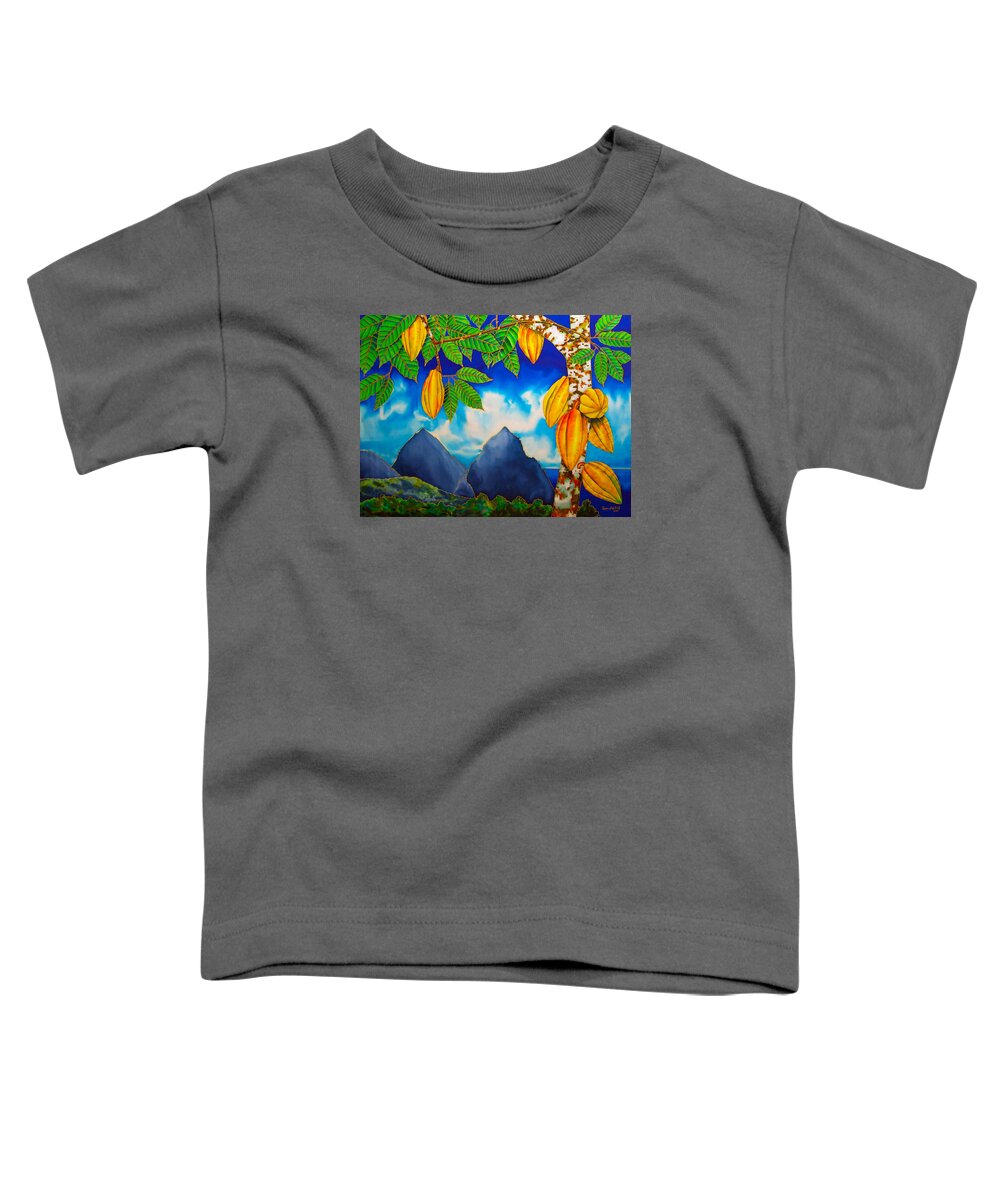 Pitons Toddler T-Shirt featuring the tapestry - textile St. Lucia Cacao by Daniel Jean-Baptiste