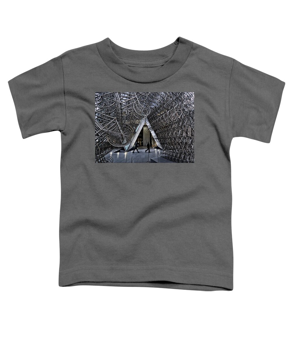 London Toddler T-Shirt featuring the photograph Stacked bicycles by Shirley Mitchell