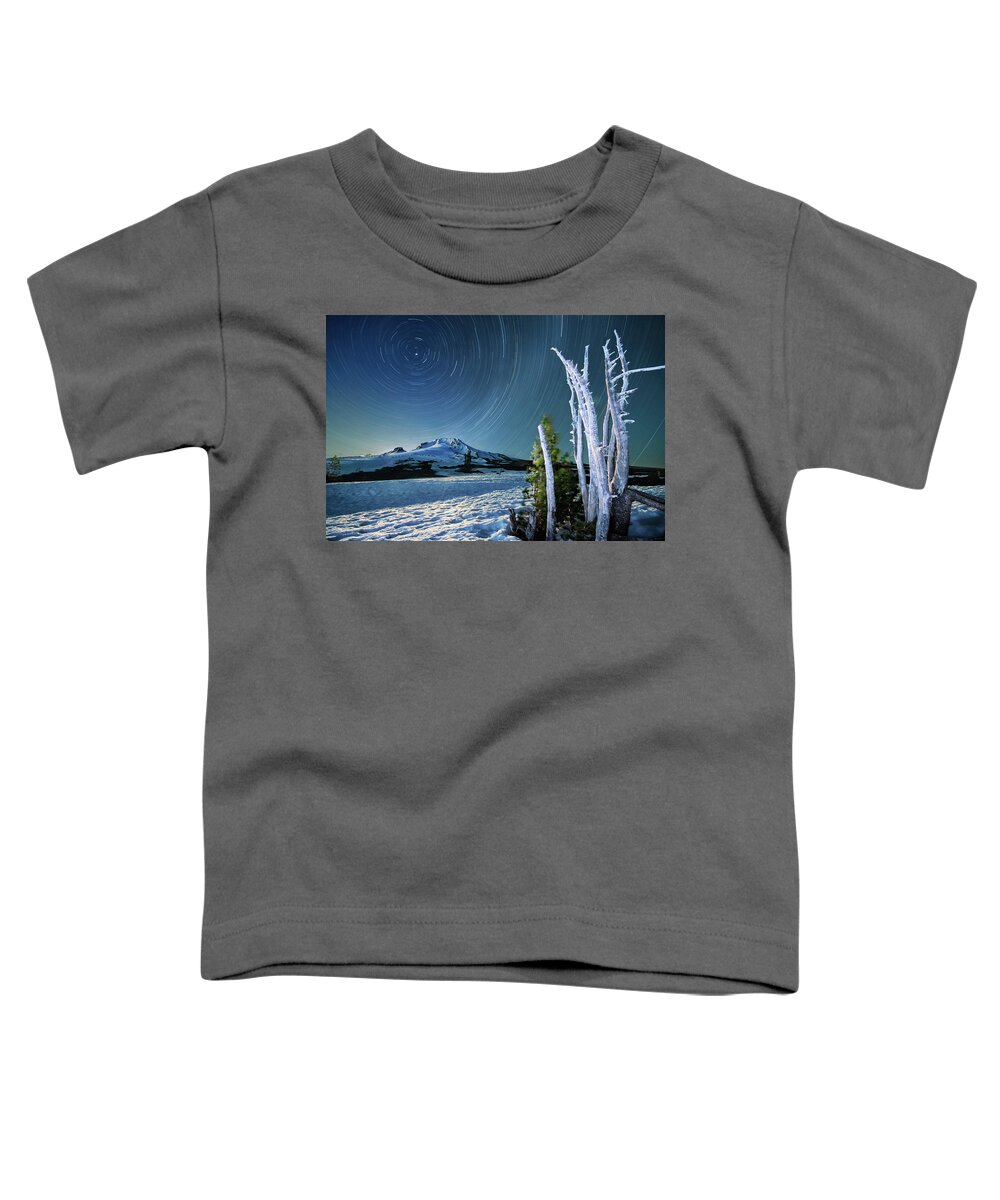 Landscape Toddler T-Shirt featuring the photograph Star trails over Mt. Hood by William Lee