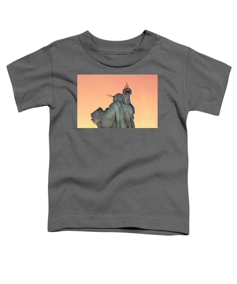 Statue Of Liberty Toddler T-Shirt featuring the photograph Statue of Liberty Up Close Sun bright by Chuck Kuhn