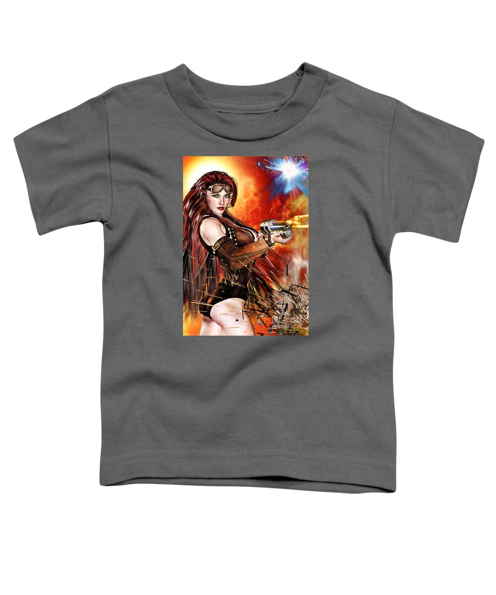 Steampunk Toddler T-Shirt featuring the mixed media Steampunk Apocalypse by Alicia Hollinger