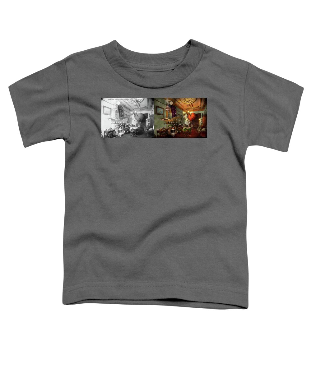 Pilot Art Toddler T-Shirt featuring the photograph Steampunk - Hall of wonderment 1908 - Side by Side by Mike Savad
