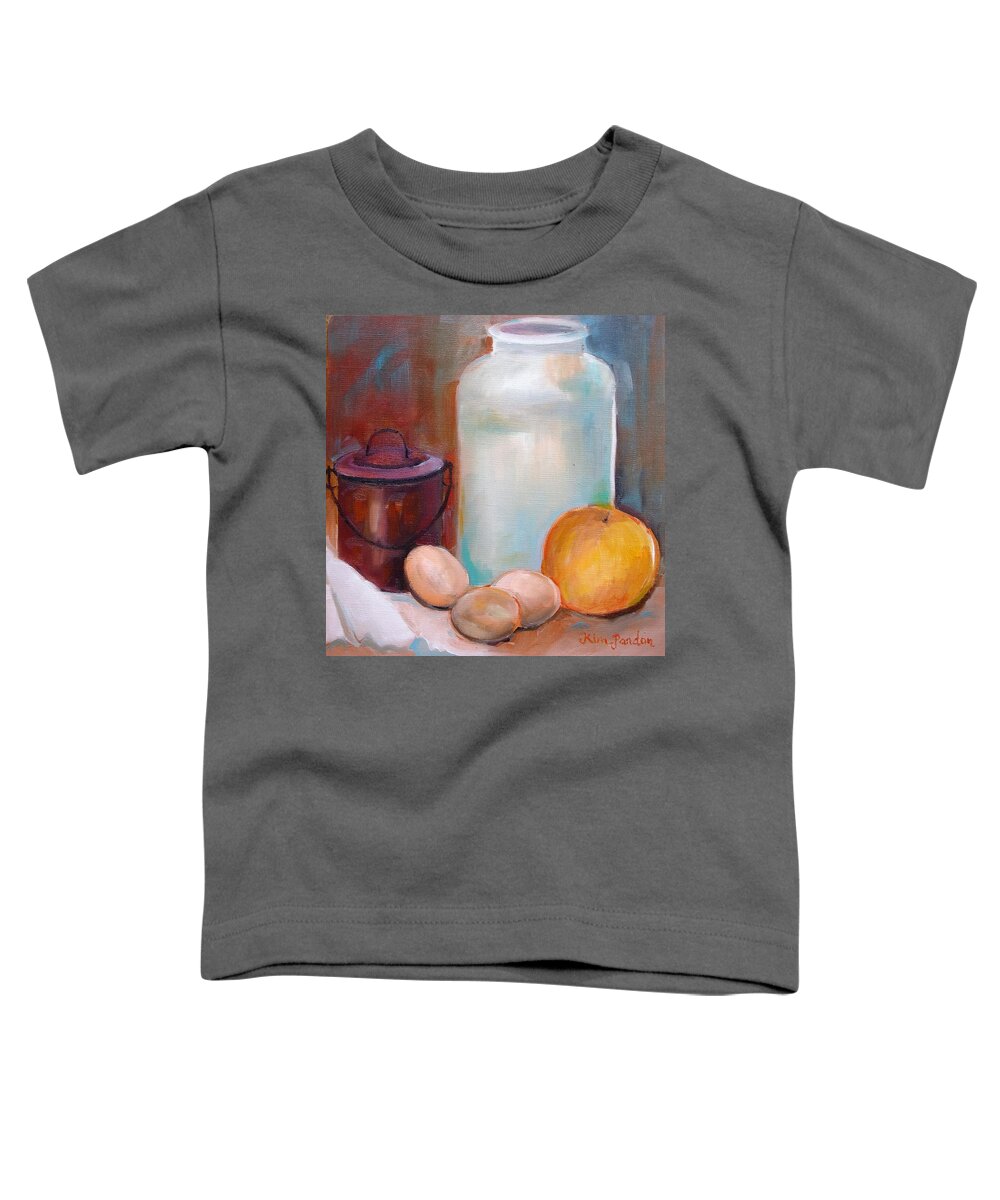  Toddler T-Shirt featuring the painting Still life with eggs by Kim PARDON