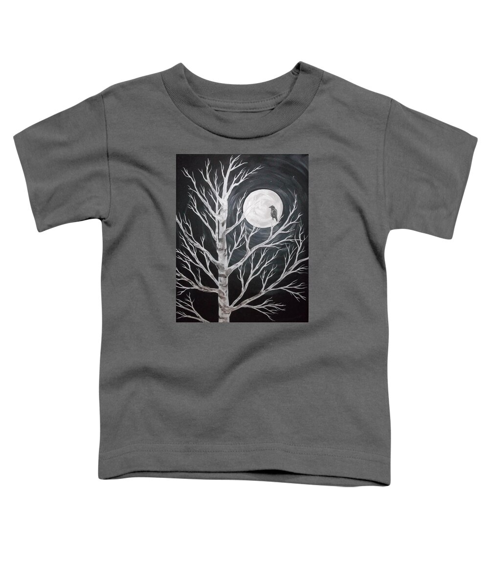 Full Moon Toddler T-Shirt featuring the painting Stillness by Angie Butler