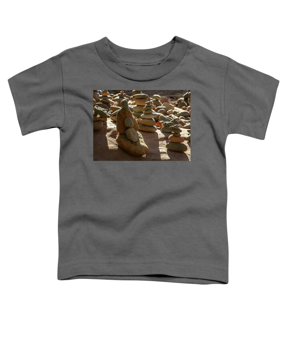 Stones Toddler T-Shirt featuring the photograph Stone Cairns 7791-101717-1cr by Tam Ryan