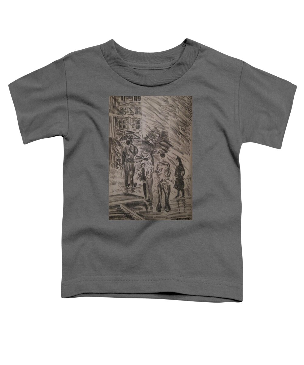 Cityscape Toddler T-Shirt featuring the drawing Storm #4 by Angela Weddle