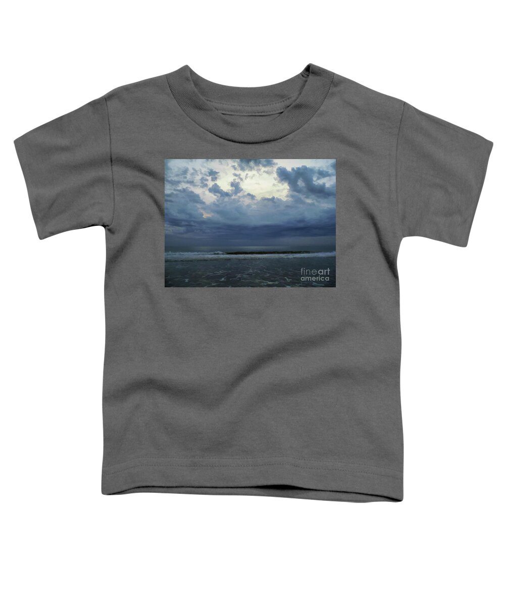 Sunrise Toddler T-Shirt featuring the photograph Storm Clouds At The Beach by D Hackett