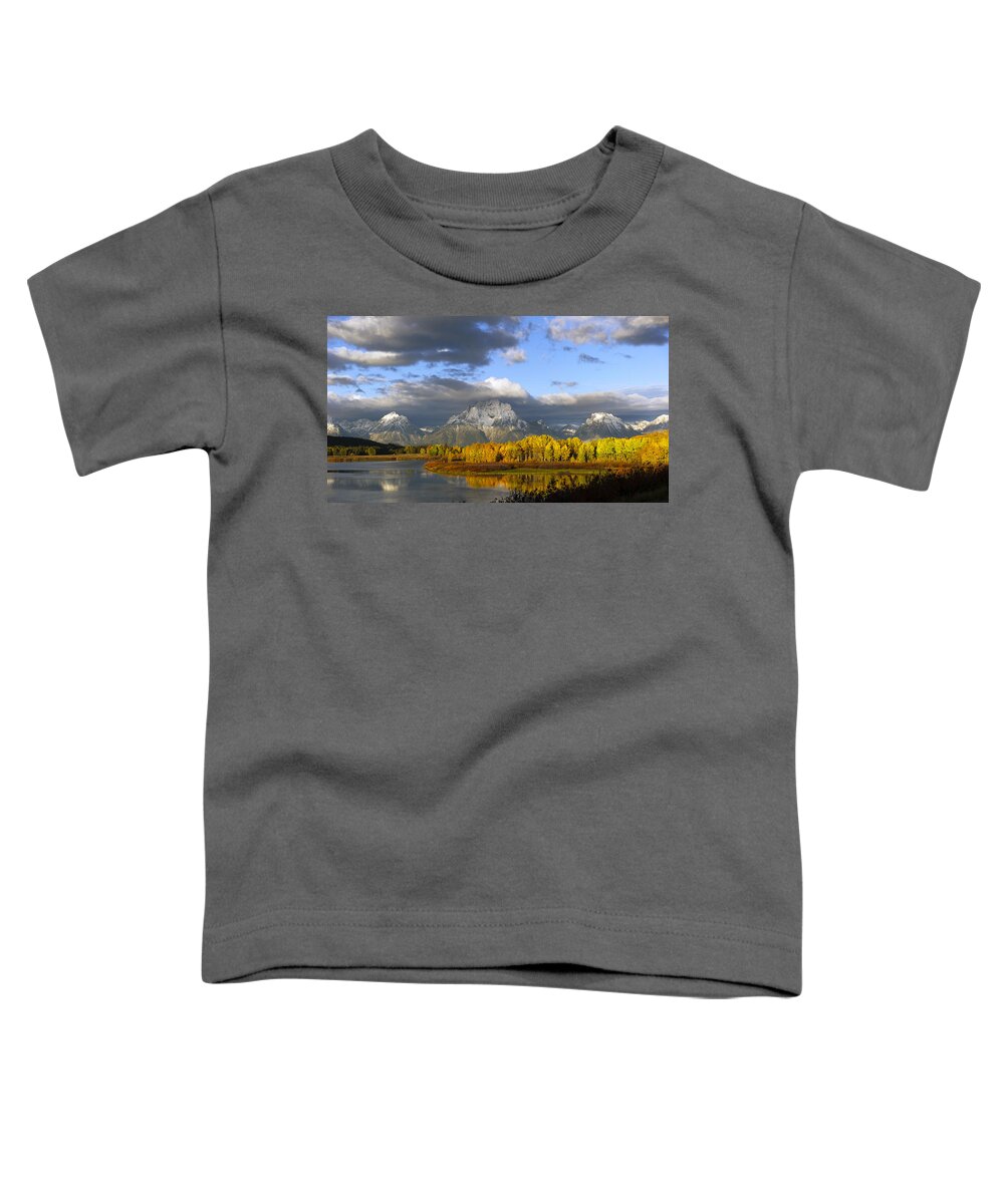 Storm Toddler T-Shirt featuring the photograph Storm over the Ox Bow and Mt Moran by Gary Langley