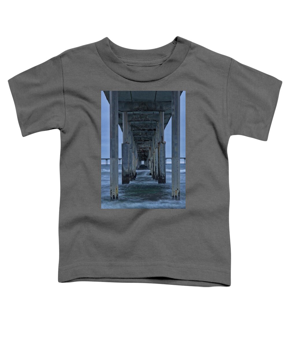 San Diego Toddler T-Shirt featuring the photograph Stormy Pier in Ocean Beach by Bryant Coffey