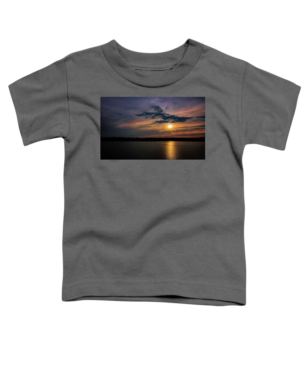 Stormy Sunset Over Belleville Lake Toddler T-Shirt featuring the photograph Stormy Sunset over Belleville Lake by Pat Cook