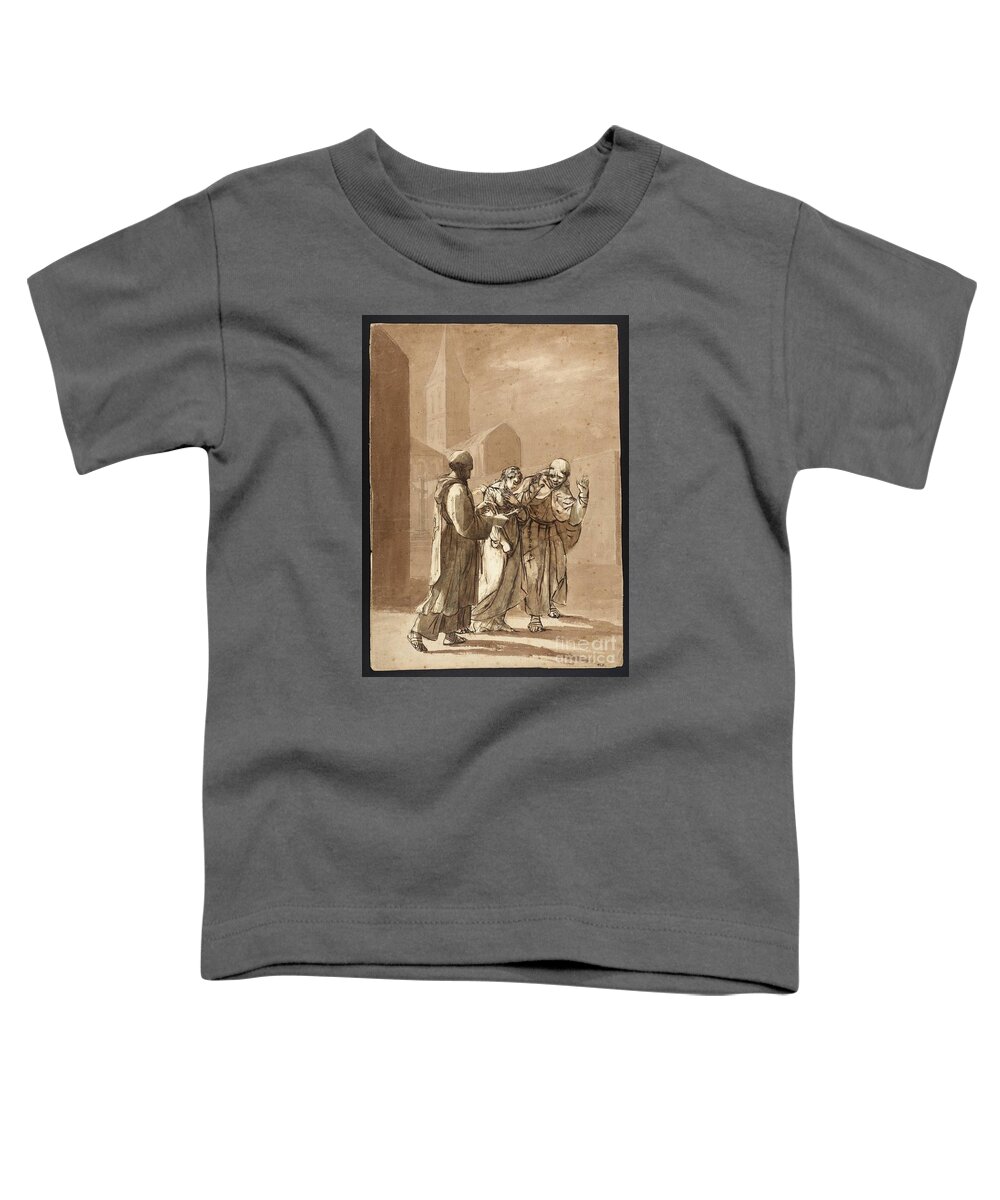 British School 19th Century 1800�1899 Title Jane Shore Doing Penance Through The Streets Of London Between Two Monks Toddler T-Shirt featuring the painting Streets of London between Two Monks by MotionAge Designs