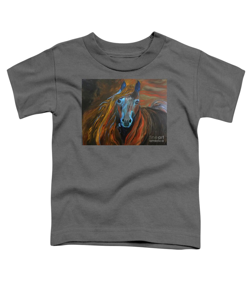 Horse Toddler T-Shirt featuring the painting Strong Steed by Jenny Lee