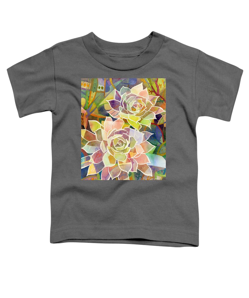 Hens And Chicks Toddler T-Shirt featuring the painting Succulent Mirage 2 by Hailey E Herrera