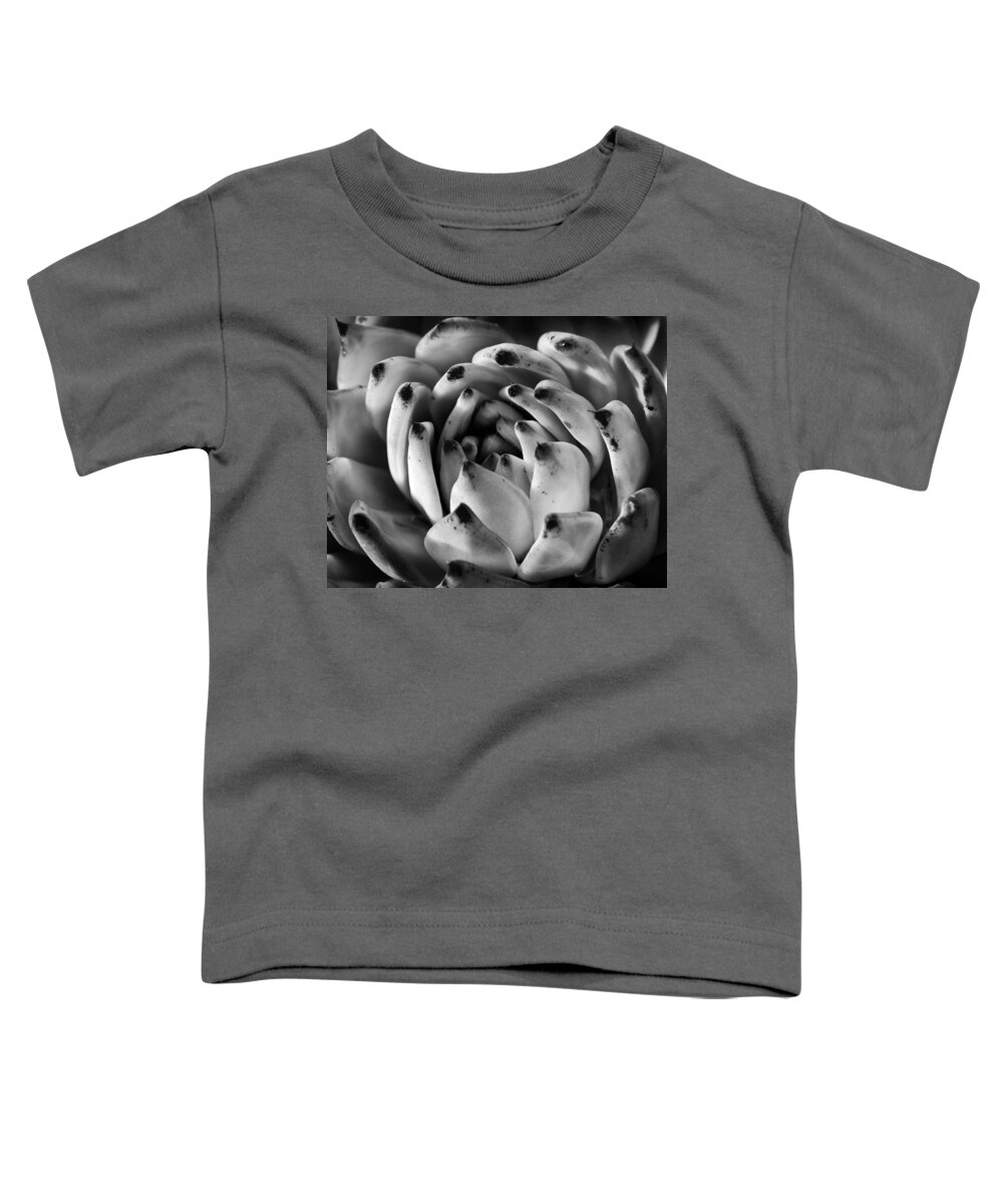 Succulent Toddler T-Shirt featuring the photograph Succulent Petals Black and White by Kelley King