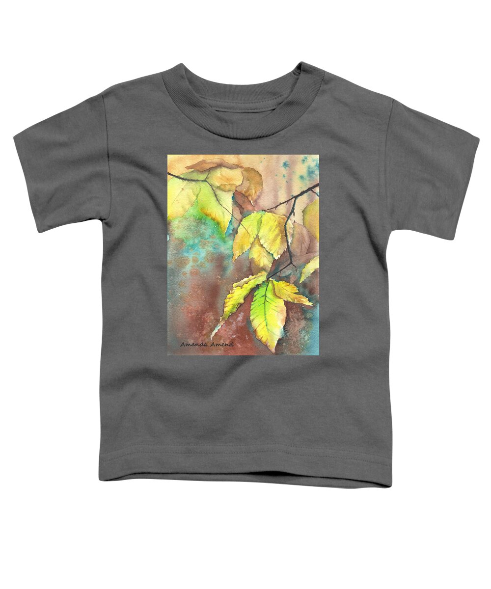 Leaves Toddler T-Shirt featuring the painting Sun Kissed 2 by Amanda Amend