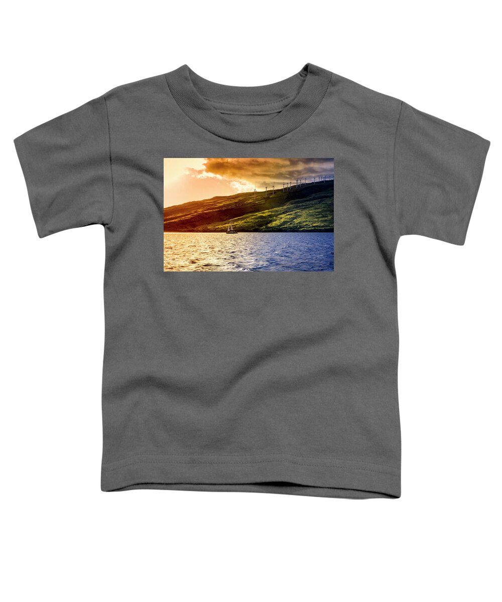 Alii Nui Sunset Sail Toddler T-Shirt featuring the photograph Sun Setting South of Maalaea, Maui by Jim Thompson