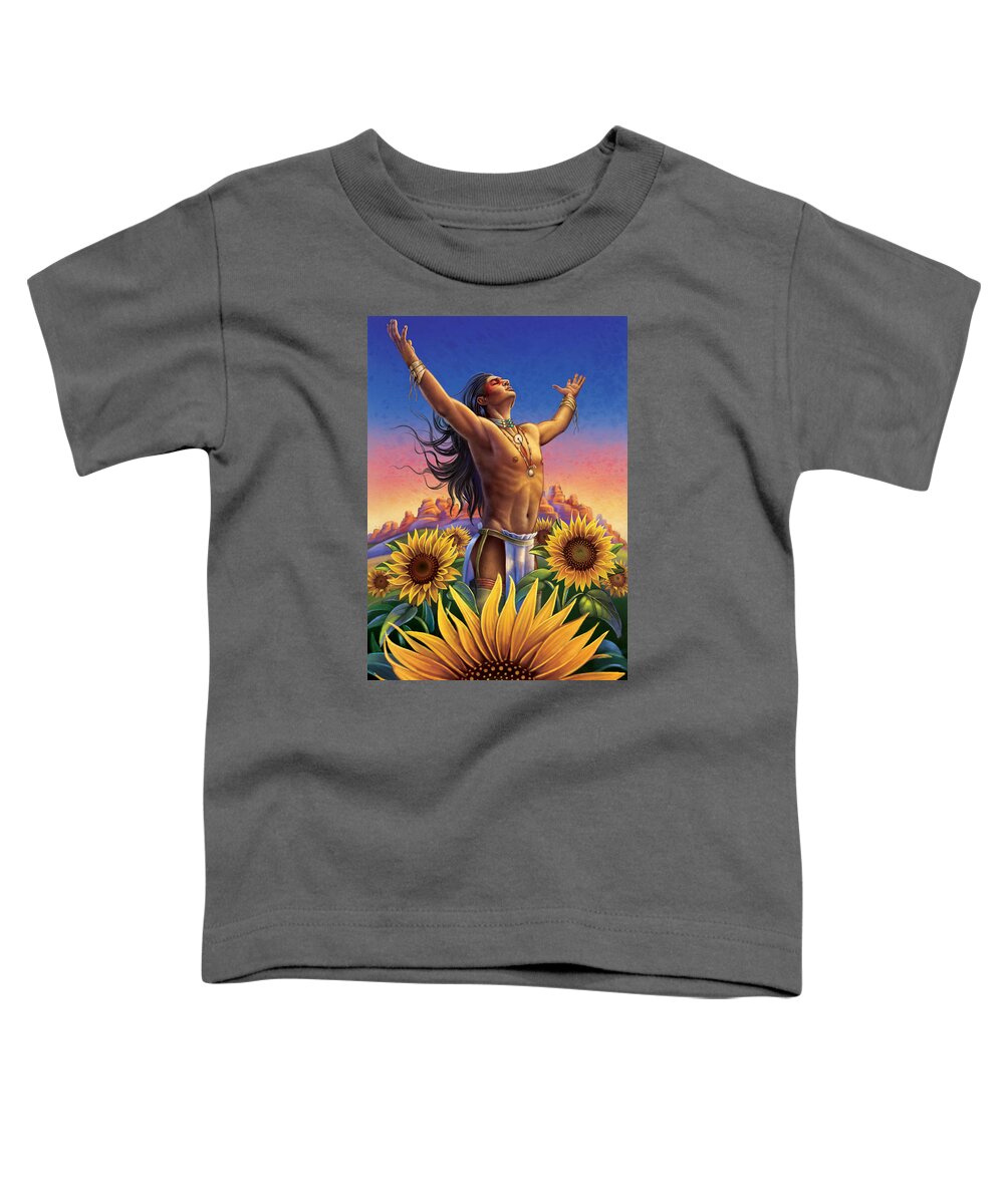 Flowers Toddler T-Shirt featuring the painting Sunflower - Glorious Success by Anne Wertheim
