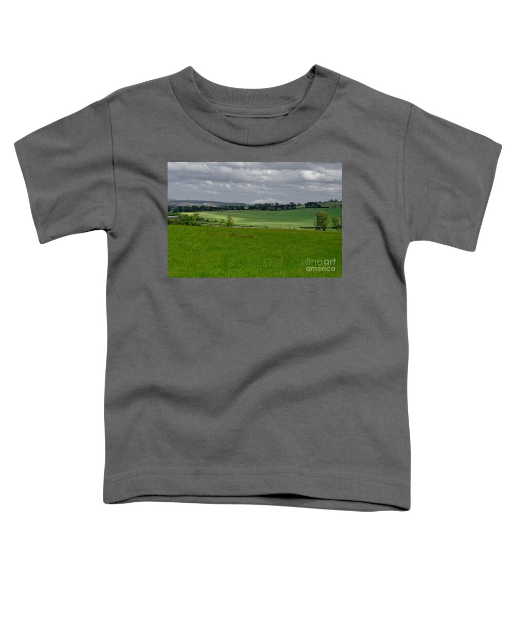 Beecraigs Toddler T-Shirt featuring the photograph Sunny patches on the field. by Elena Perelman