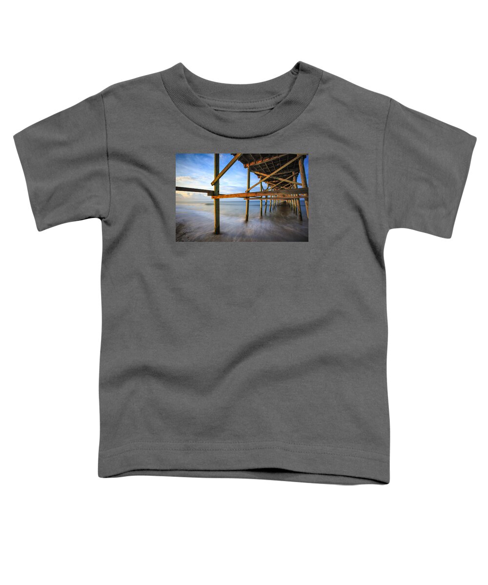 Oak Island Toddler T-Shirt featuring the photograph Sunrise at the Oak Island Pier by Nick Noble
