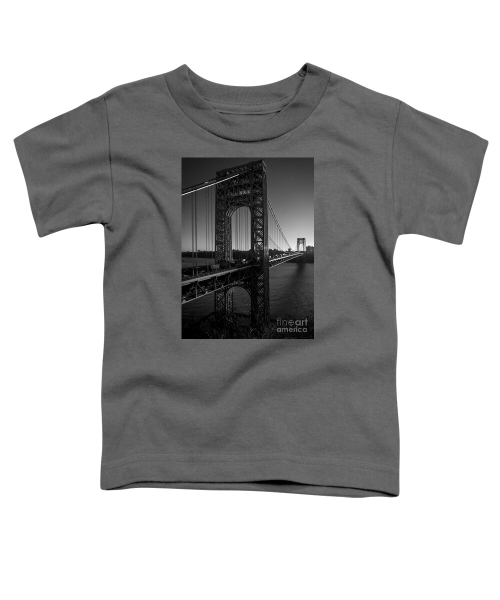 George Washington Bridge Toddler T-Shirt featuring the photograph Sunrise on the GWB, NYC - BW Portrait by James Aiken