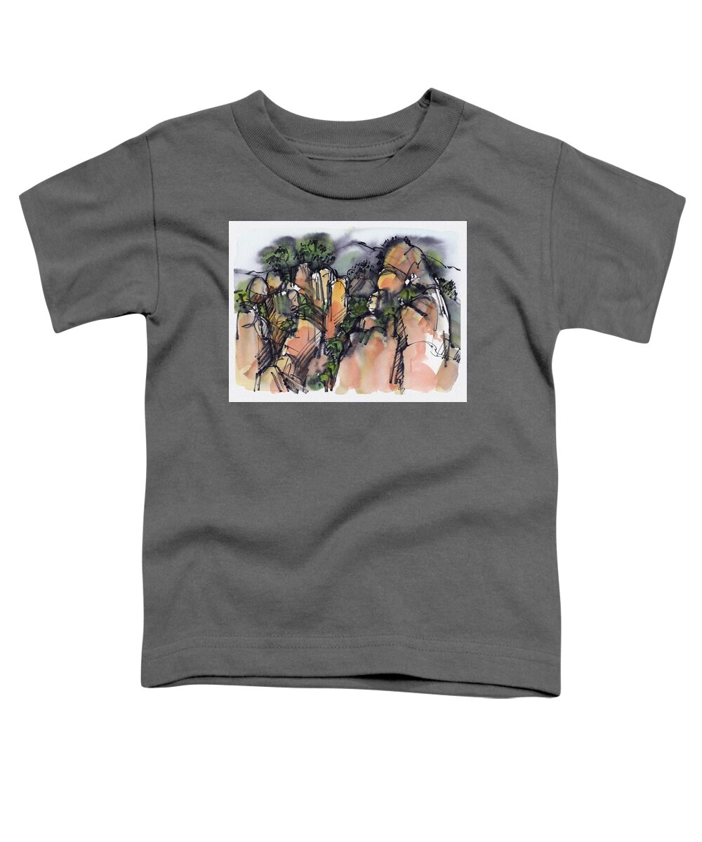 Landscape Toddler T-Shirt featuring the painting Sunrise on the Yellow Mountain, China by Judith Kunzle