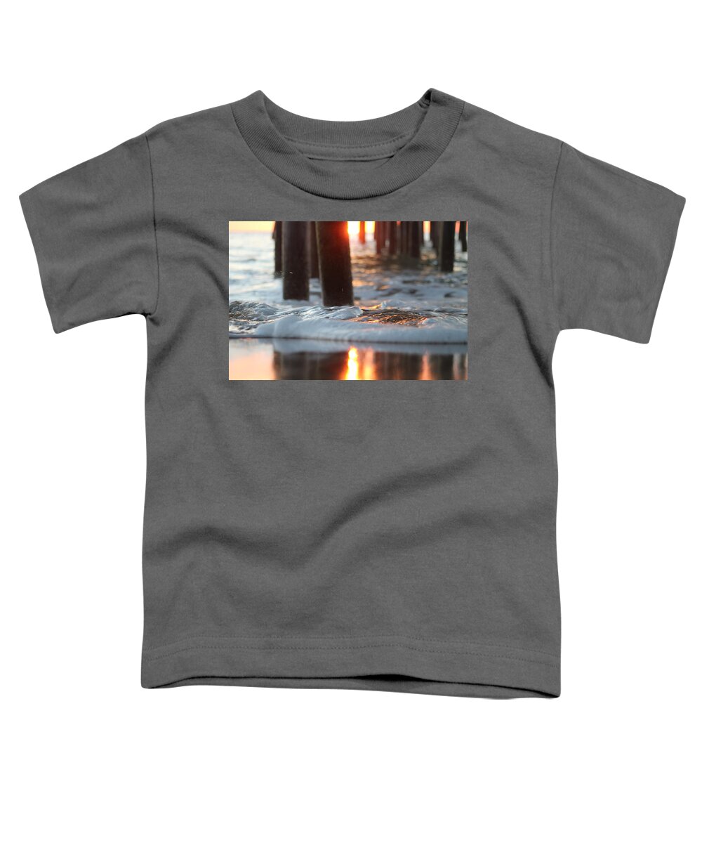 Sun Toddler T-Shirt featuring the photograph Sunrise Thru The Pier by Robert Banach