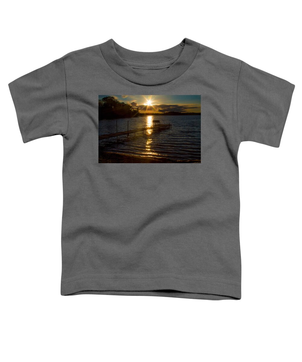 Bonnie Follett Toddler T-Shirt featuring the photograph Sunset at the Lake by Bonnie Follett