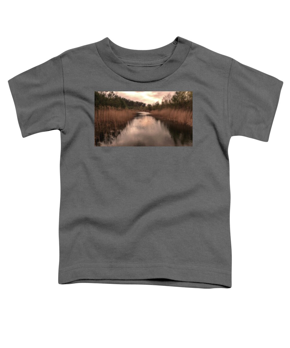 Grass Toddler T-Shirt featuring the photograph Sunset at the sandpit in Maarn by Tim Abeln