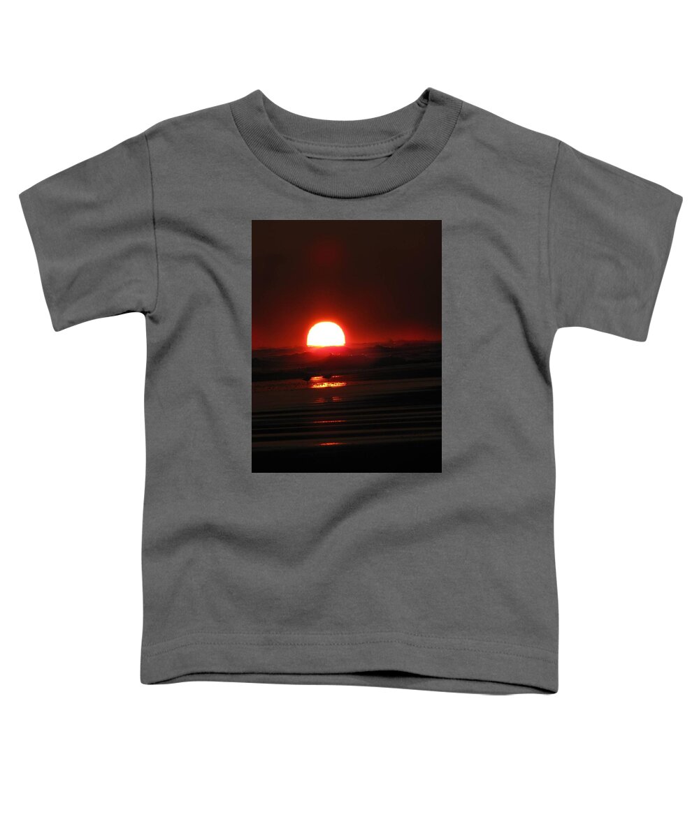 Sun Toddler T-Shirt featuring the photograph Sunset in the Waves by Laura Henry