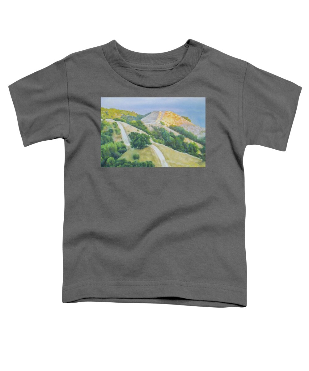 Hill Toddler T-Shirt featuring the painting Sunset Over Rolling Hills by Kerima Swain