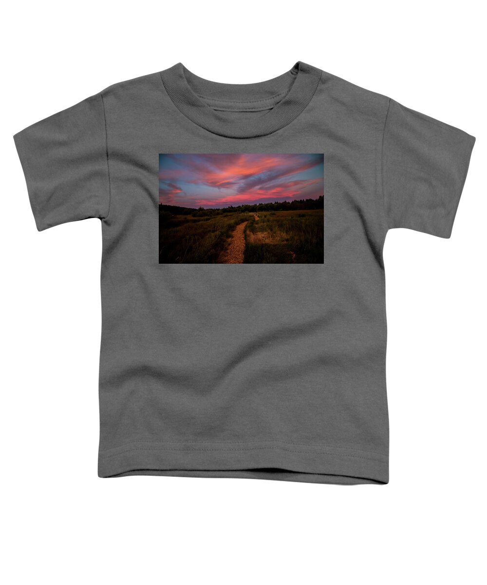 Black Butte Toddler T-Shirt featuring the photograph Sunset Trail Walk by Doug Scrima
