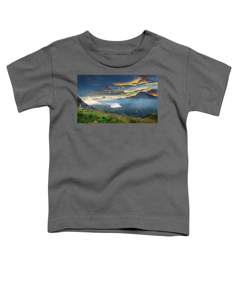 Landscape Toddler T-Shirt featuring the photograph Sunset view from Mt Rinjani crater by Pradeep Raja Prints