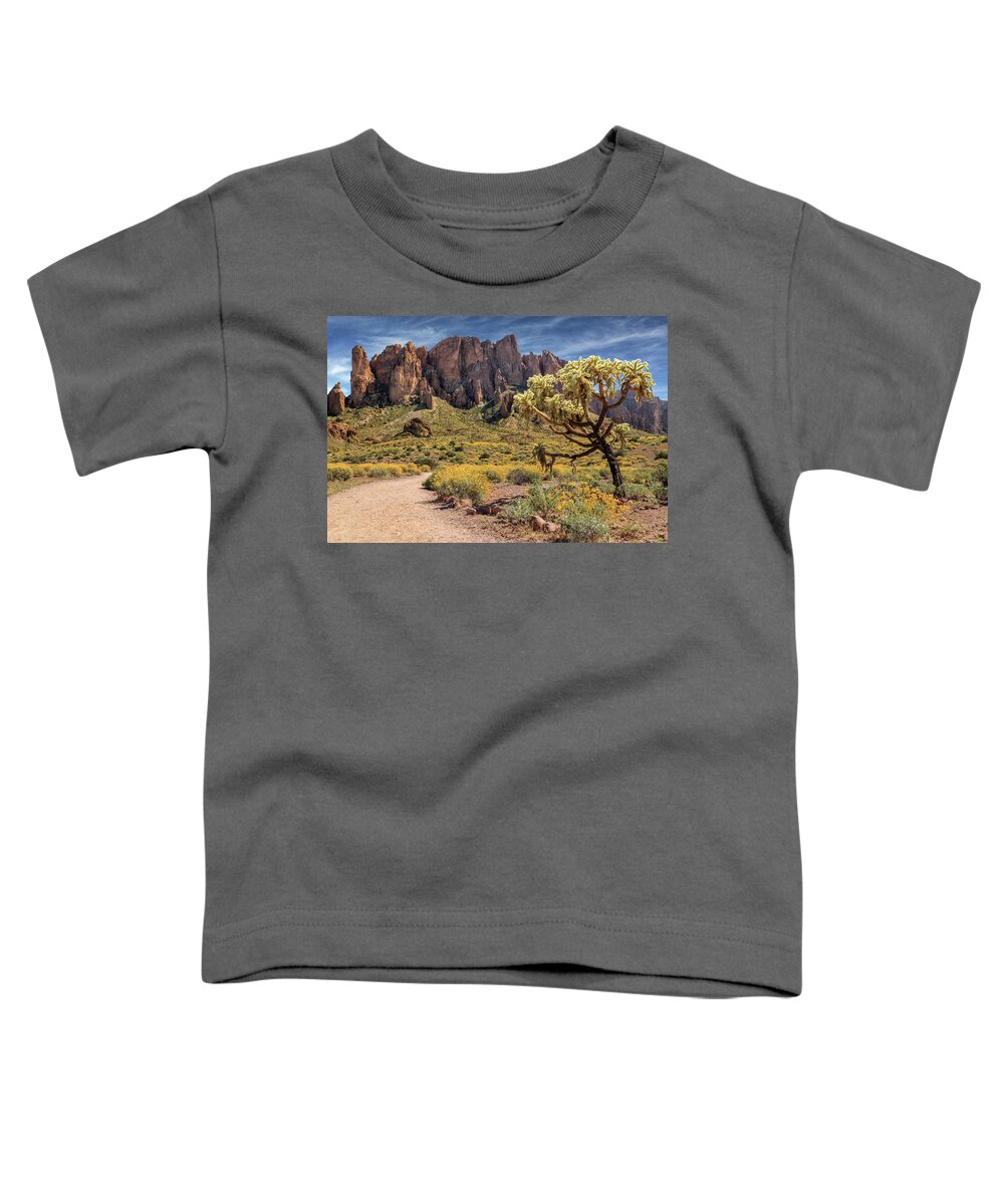 Superstition Mountains Toddler T-Shirt featuring the photograph Superstition Mountain Cholla by James Eddy