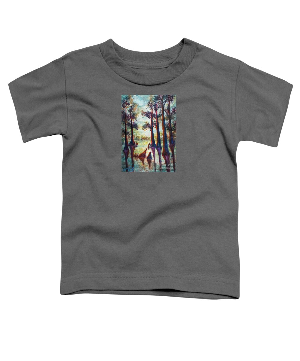 Landscape Toddler T-Shirt featuring the painting SwampLight by Francelle Theriot
