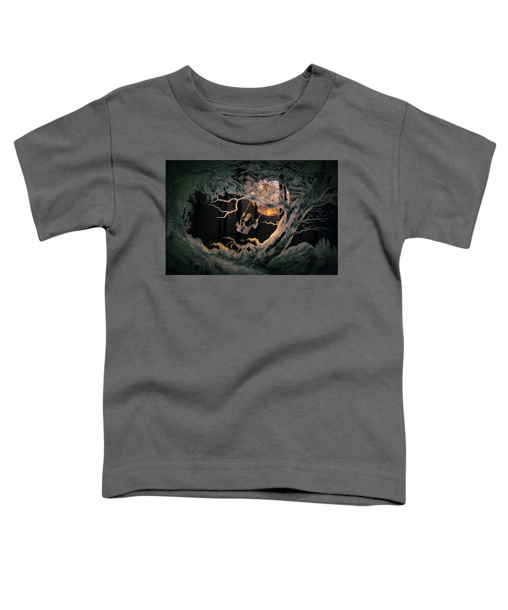 Forest Toddler T-Shirt featuring the digital art Swinging Through the Forest by Moonlight by John Haldane